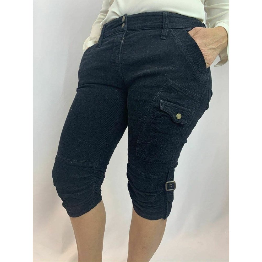 Armani Jeans Black Corduroy Capri Cropped Jeans Pa